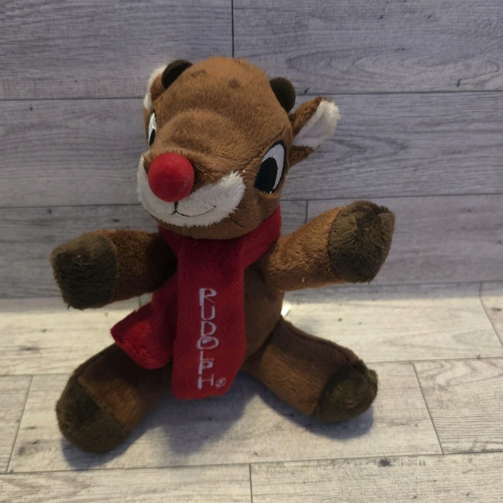 Dan Dee Rudolph the Red Nosed Reindeer 6" Plush Toy Stuffed Animal Scarf Holiday